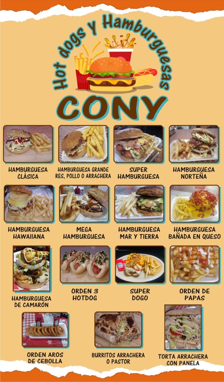 HOT DOGS Y HAMBURGUESAS CONY