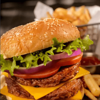 Hamburguesa doble + papas + Mr Tea