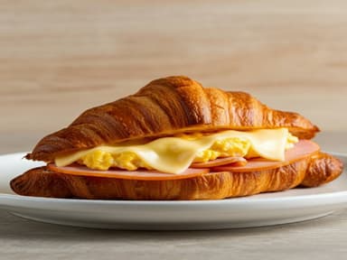 Croissant de huevo, jamón y queso