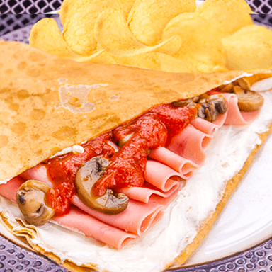Crepa de jamón con papas chips