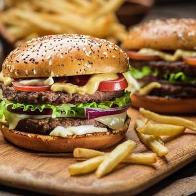 Hamburguesa Grande con Papas y Refresco