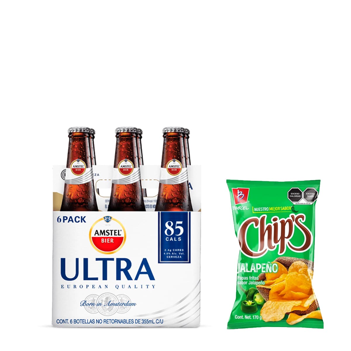 Combo Amstel Ultra Cerveza Botella Six Pack 355 ml