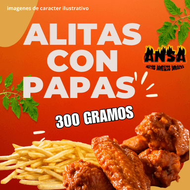 300 GRAMOS DE ALITAS CON PAPAS