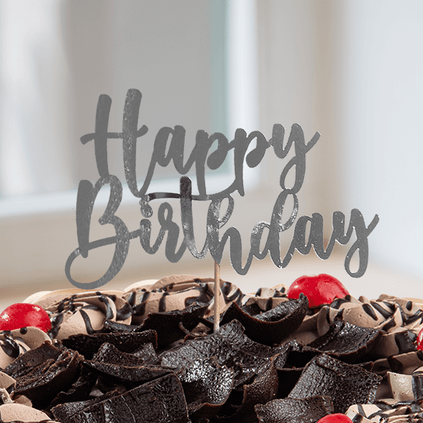 Cake Topper Happy Birthday Plata