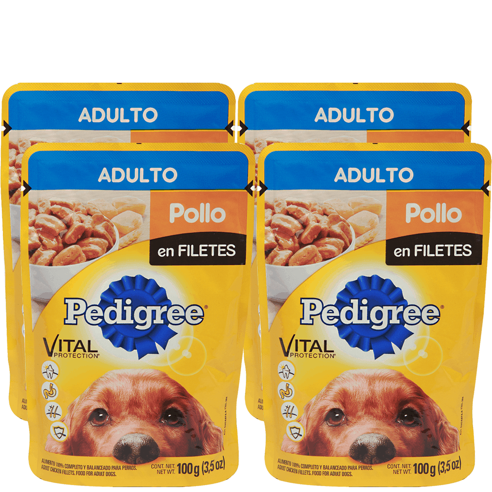 4 Alimento p/perro Pouch PolloAdulto100g