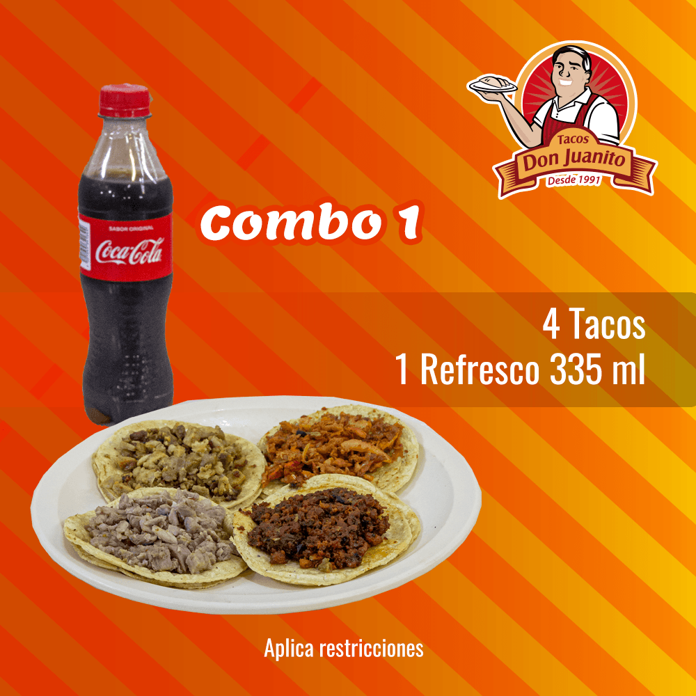COMBO #1  - 4 Tacos y Refresco