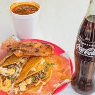 3 TACOS DE LONGANIZA 1 CONSOME CHICO OZ 1 COCA