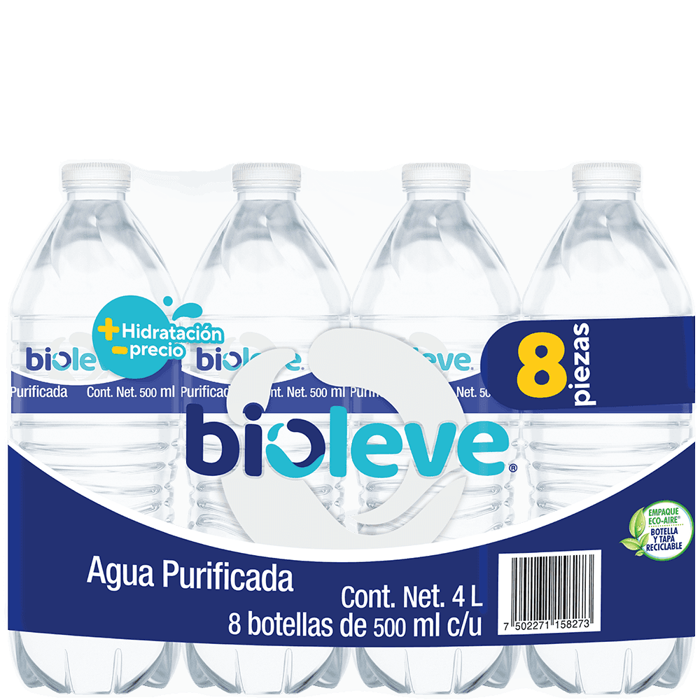 Agua Purificada Bioleve 0.5L 8 Pack