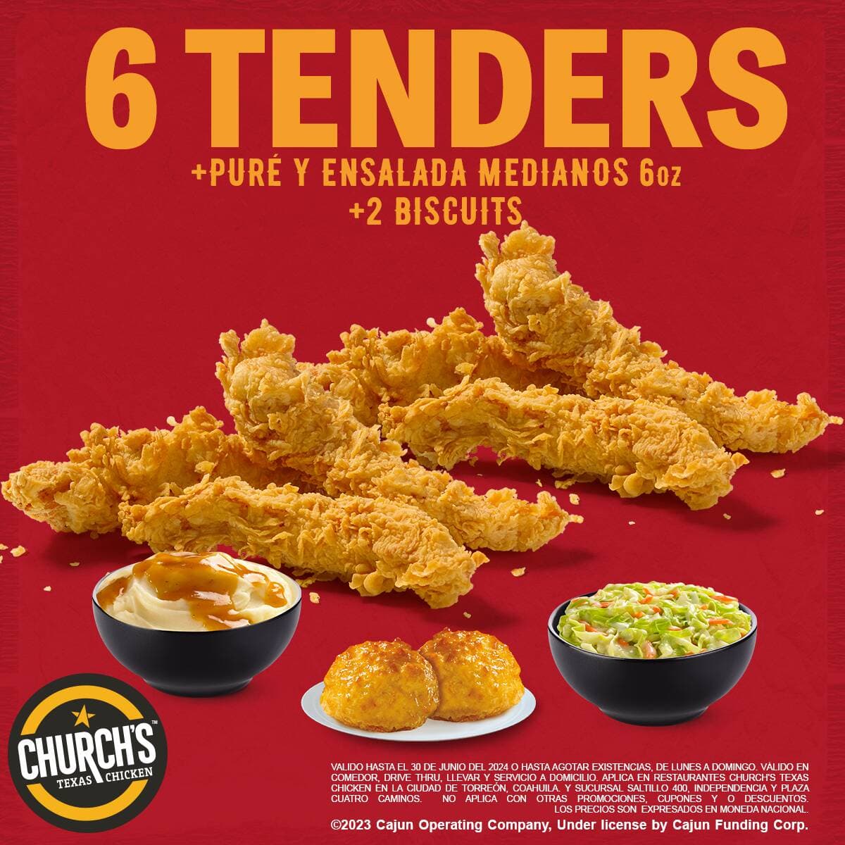 6 Fajitas, 2 Comp Medianos, 2 Aderezos y 2Biscuits