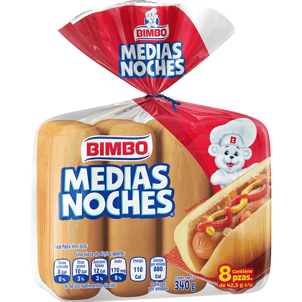 Pan para hot dog Medias Noches Bimbo 340 gr bolsa