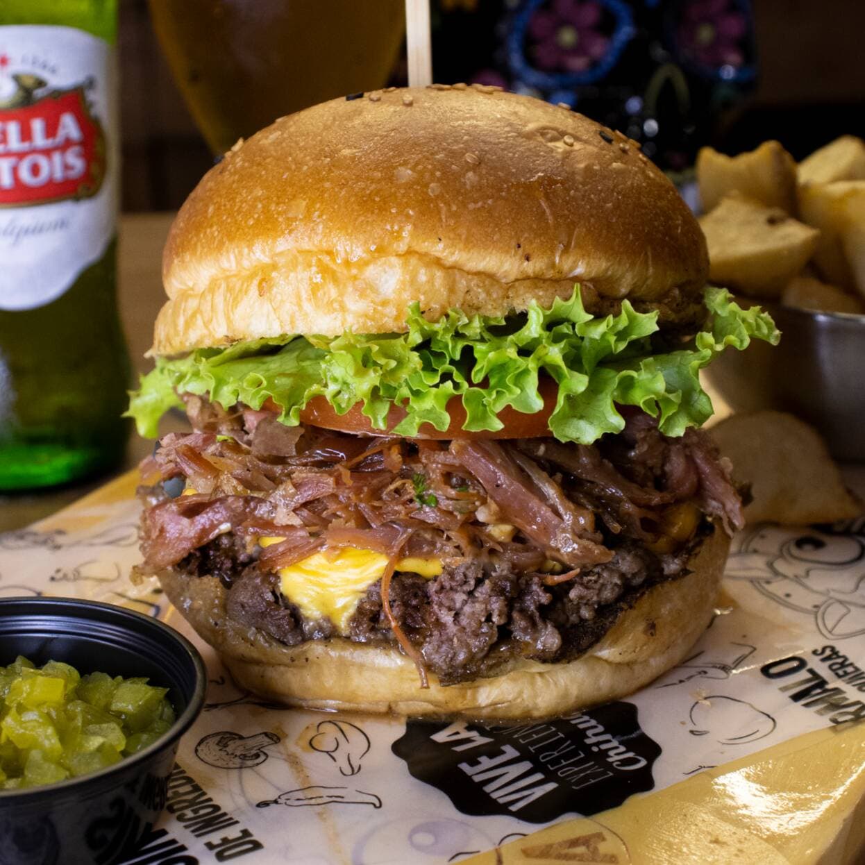 Combo Burger pulled pork + papas