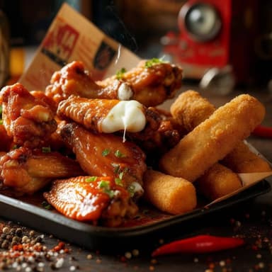 COMBO 1: 6 Alitas + 6 Dedos de Queso + Papas