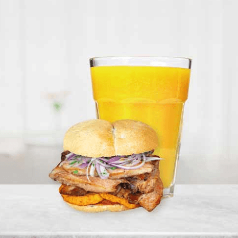 Combo Jugo de Mango y Pan con Chicharrón