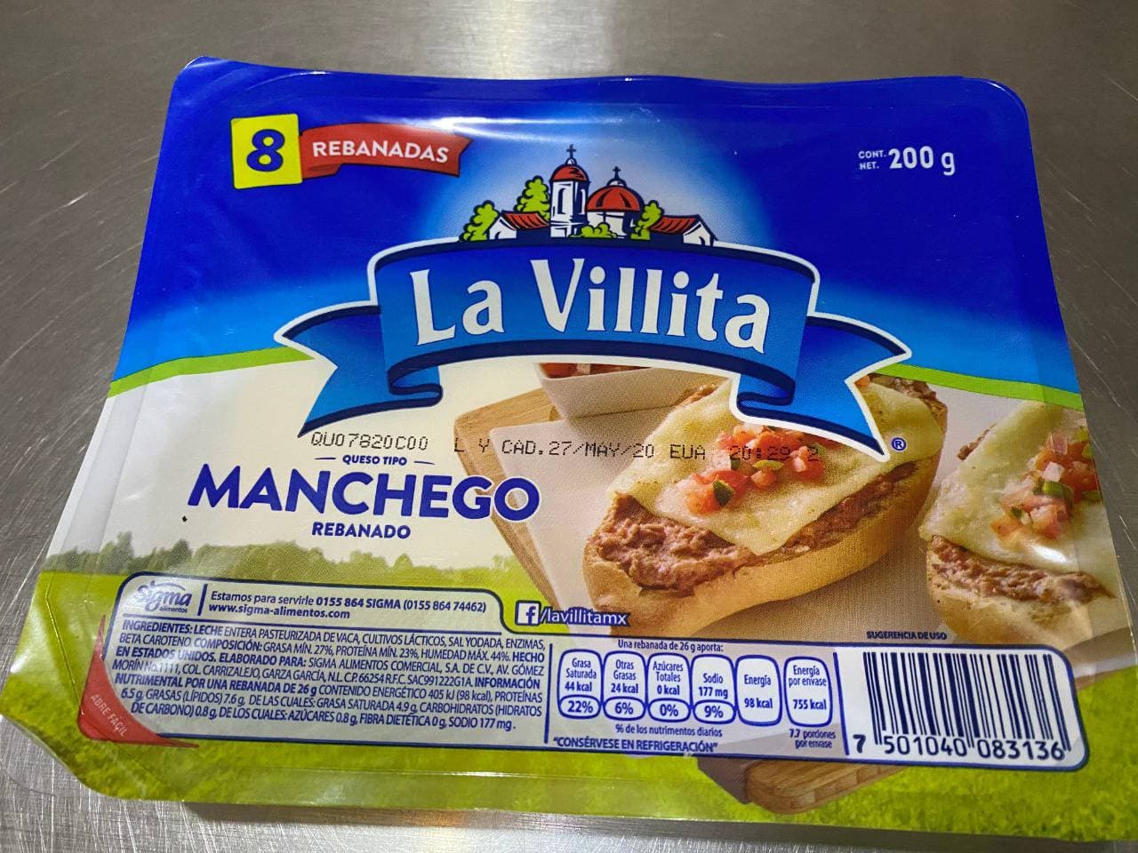 Queso manchego villita  200 grs