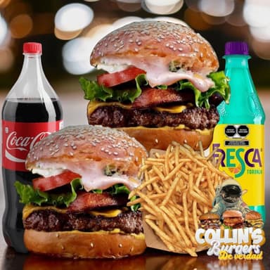 Completo 2Collins+Papas+2 Refre. Sabor COCA-COLA