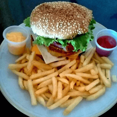 Hamburguesa Hawaiana y Papas