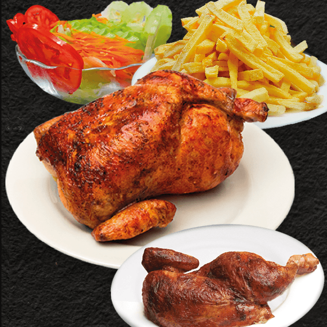 Oferta 2 - 1 Pollo + 1/2 Pollo +papas + cremas