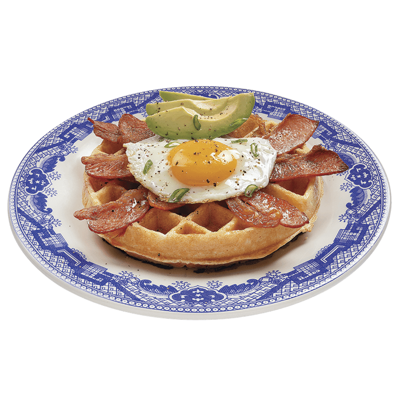 Wafle con Huevo y Tocino