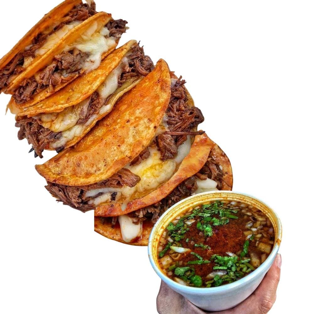 Orden De 5 Tacos Con Queso y Consomé