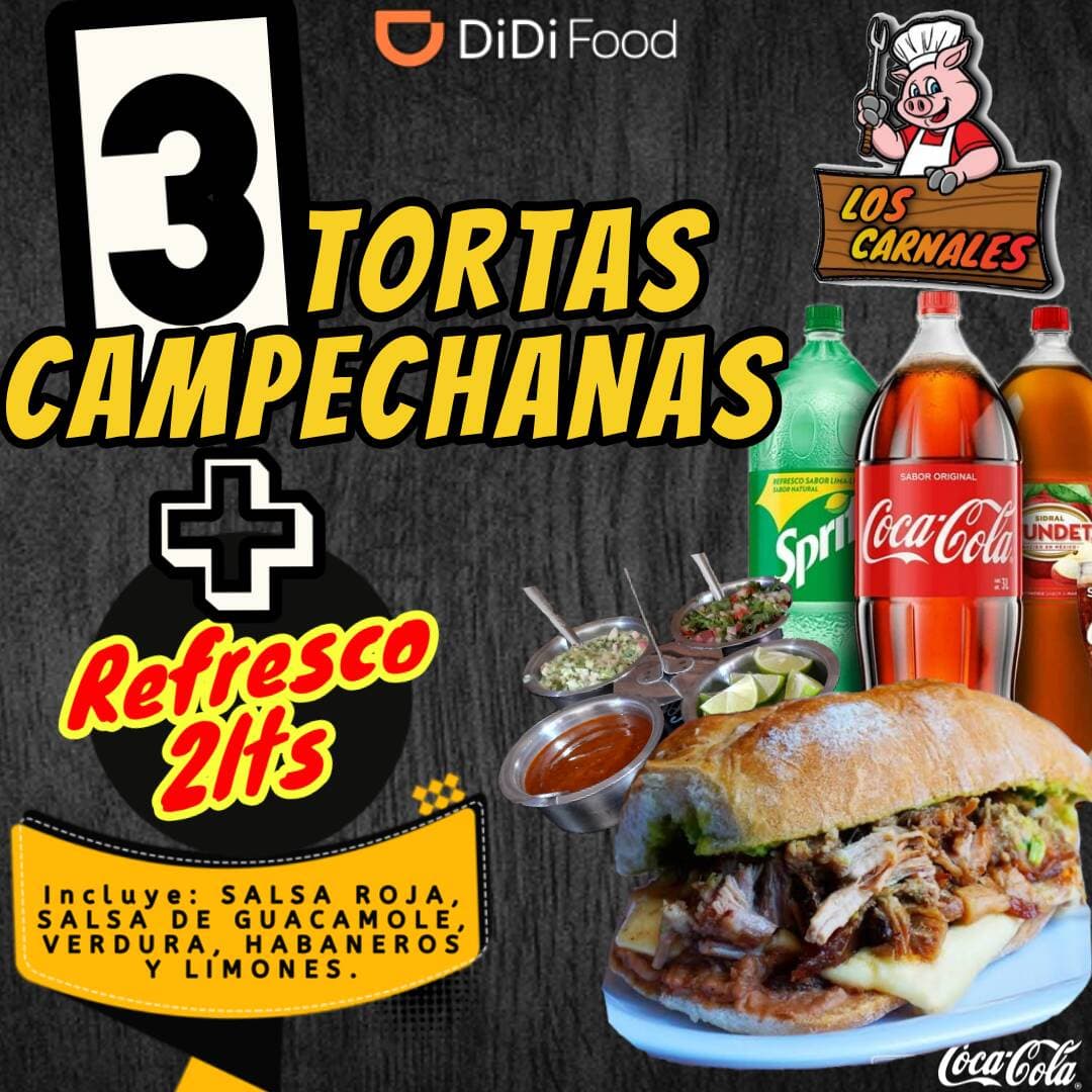 3 Tortas Campechanas + Refresco.