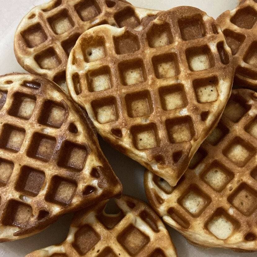 Waffles Corazón Sencillos 6 piezas