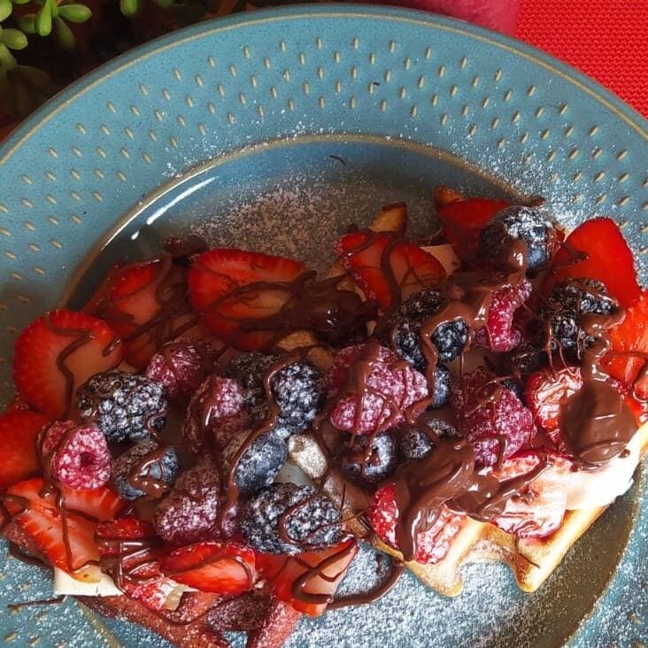 Waffles con plátano