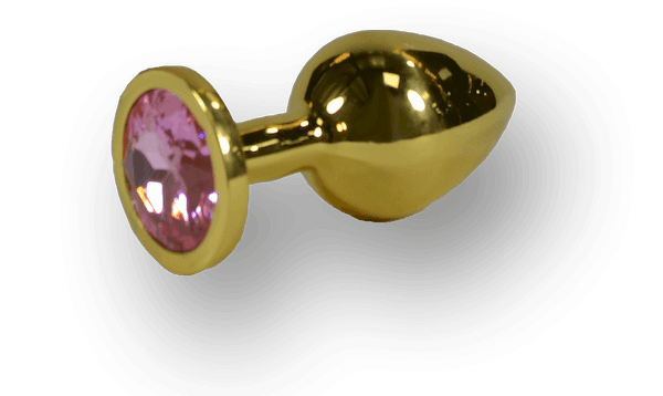 KINKY PLUG GOLD WITH PINK ROUNDED GEM 3.3 INCH