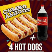 4 Perros a la Plancha + Gaseosa Postobon 1.5 Lt