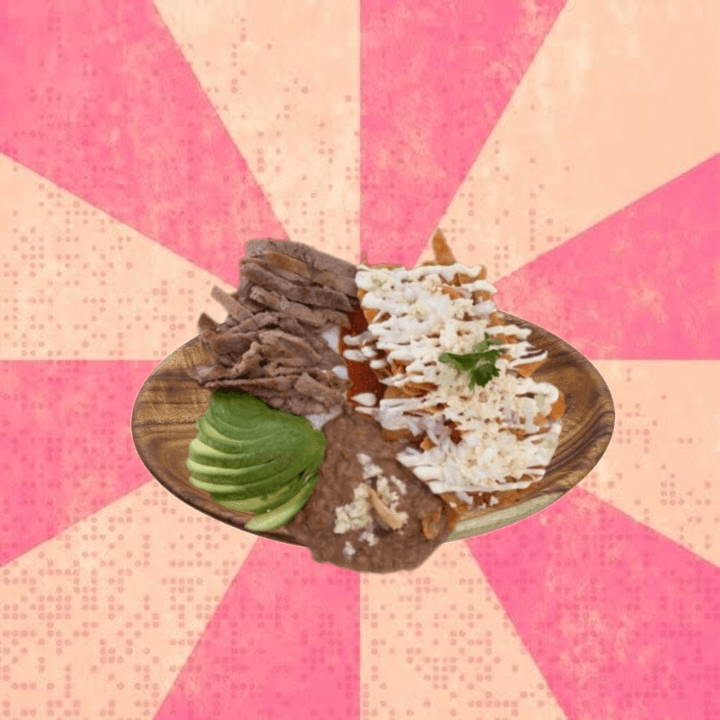 Chilaquiles Rojos con Milanesa