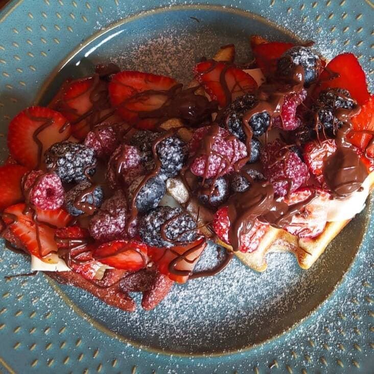 Waffles con plátano
