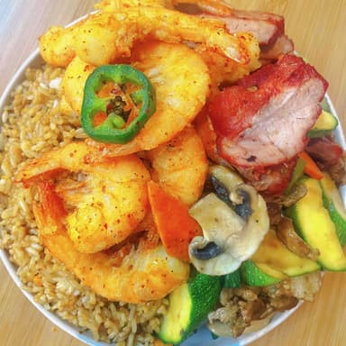 2 Guisos, Camarón, Arroz o Pasta