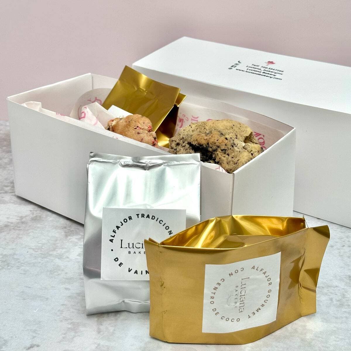 Caja Mix de 6 Unidades. 3 Galletas y 3 Alfajores