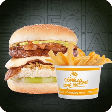 Combo Hamburguesa Especial(QuesoyTocineta) + Papas