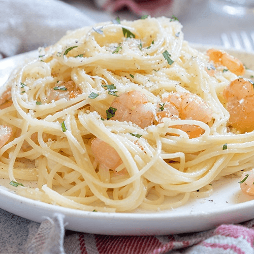 Spaguetti con camarones