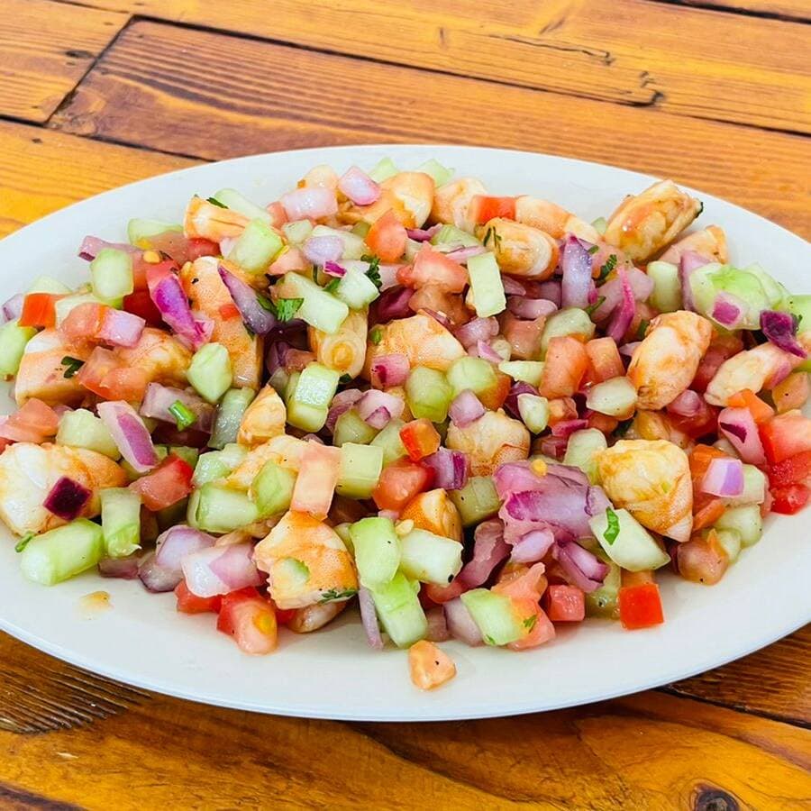 CEVICHE DE CAMARON COCIDO 1/2 LITRO