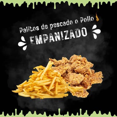 Pollo o pescado empanizado con papas
