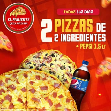 1 PIZZA HAWUAIANA ,Y 1 PIZZA ITALIANA MAS BEBIDA