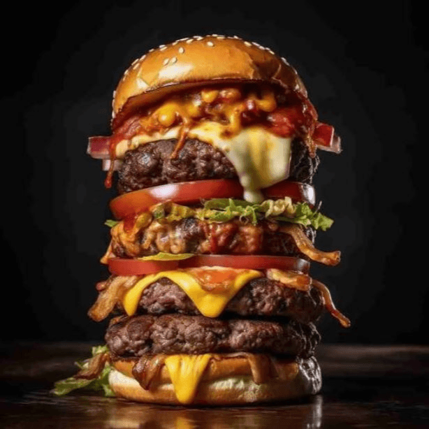 Alanis Burger Tapa Arterias (4 Carnes + 4 Quesos +