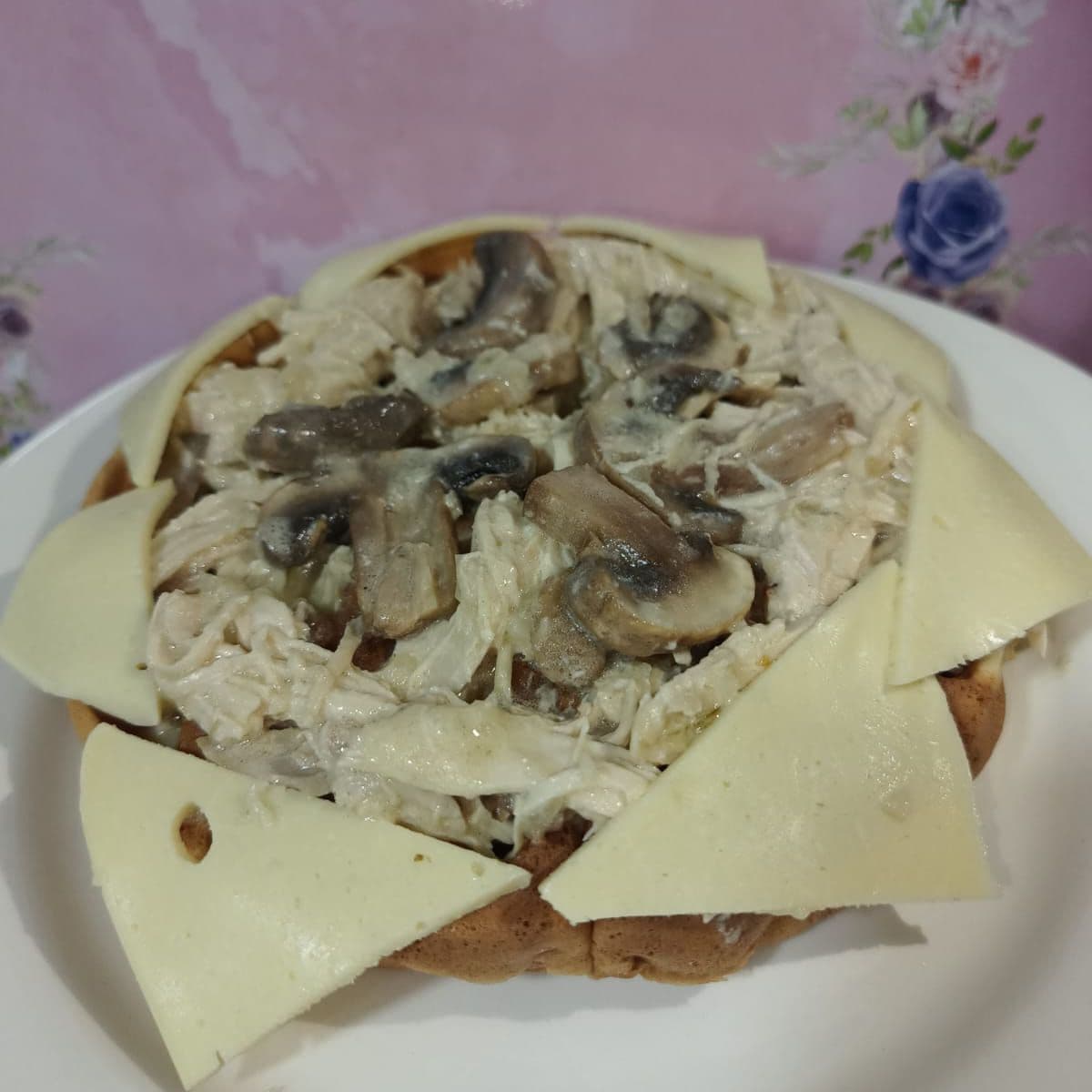 Waffles Pollo-Champiñon