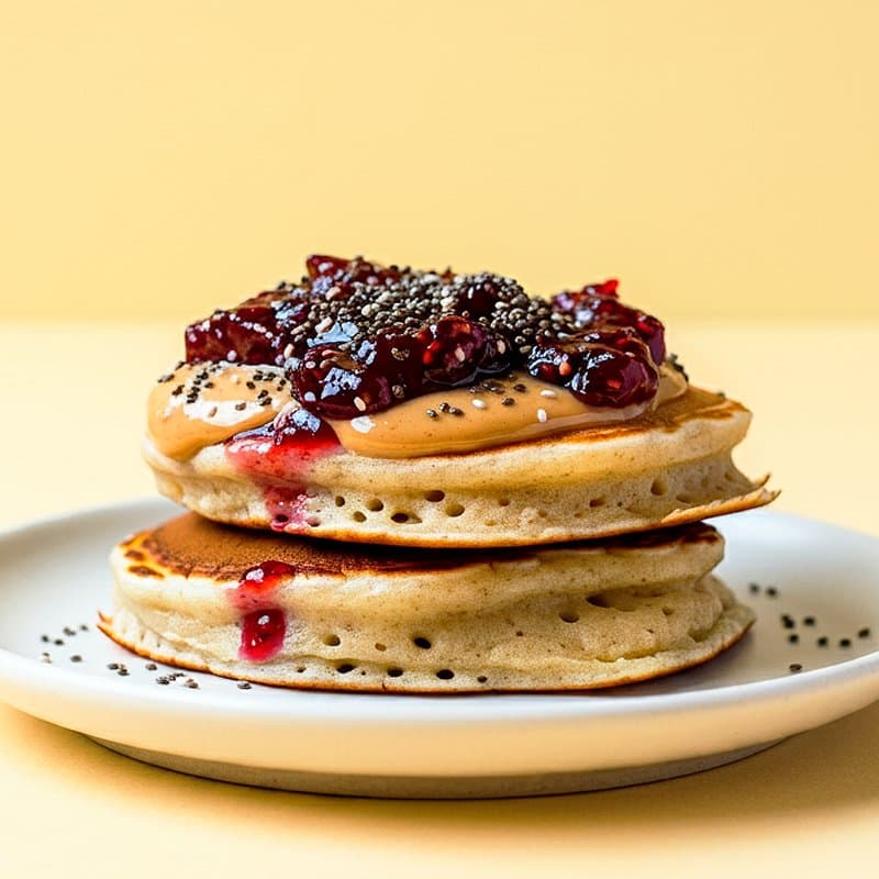 Pancakes de Maní y Frutos Rojos