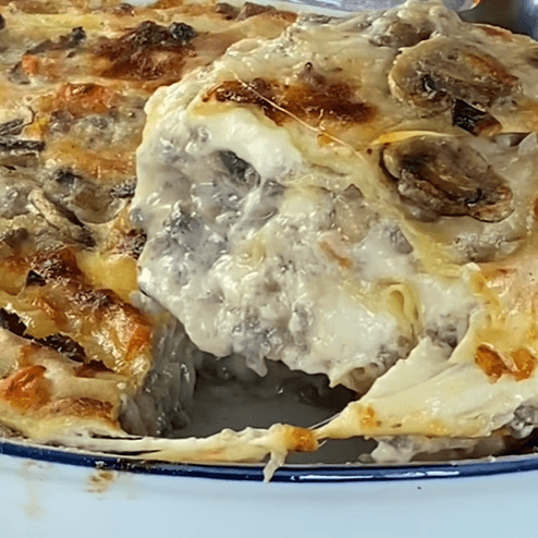 Lasaña de Ragú Blanco, Hongos y Tocino