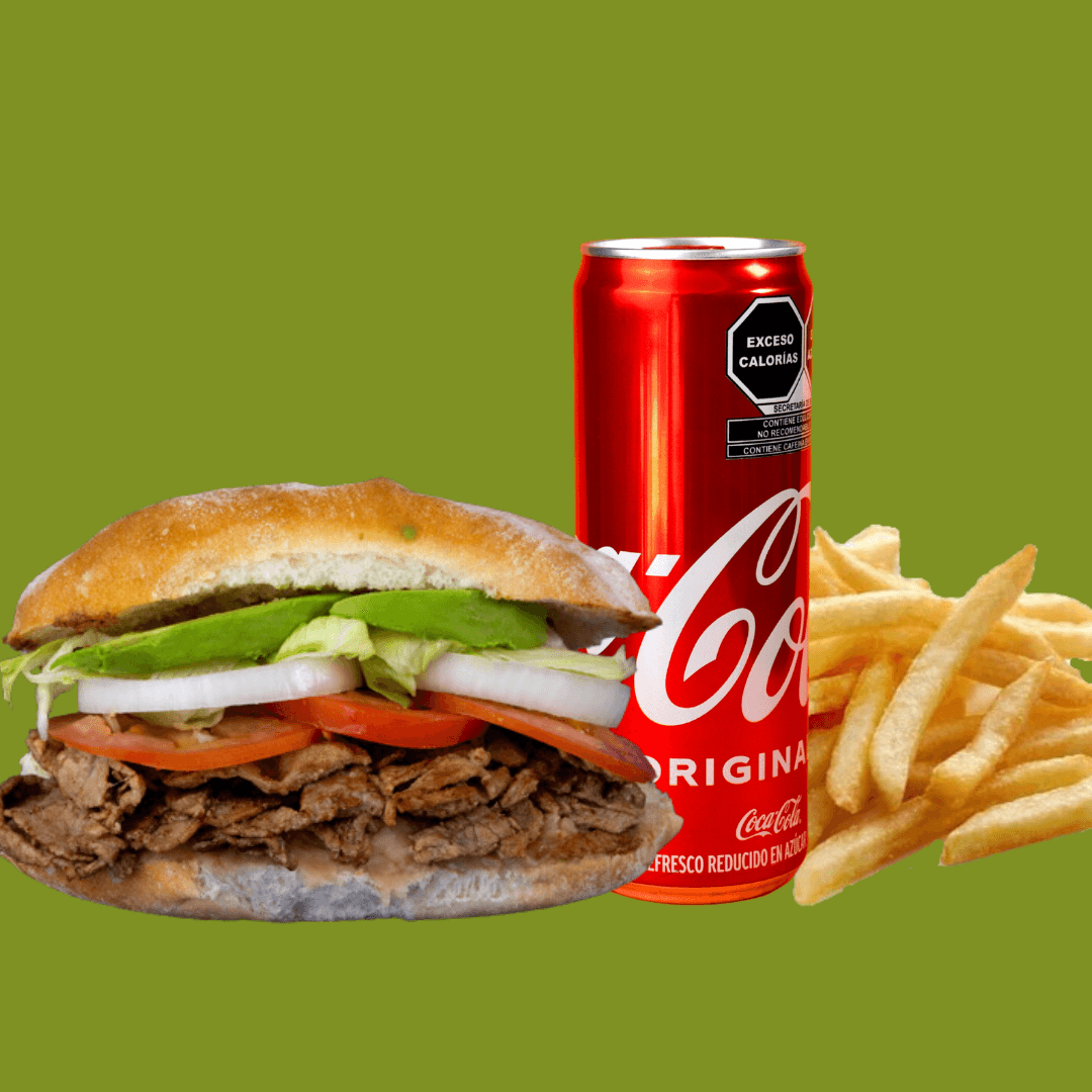 Torta de asada+Papas+Coca Cola 355 ml