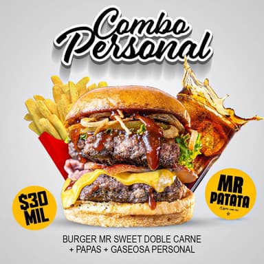 Mr Sweet Doble Carne + Papas + Gaseosa