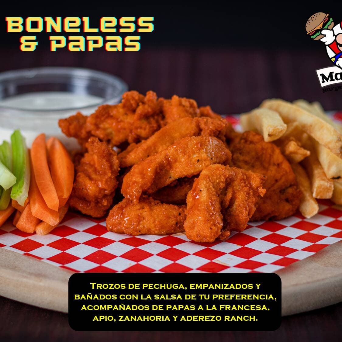 Boneless Grandes con Papas🍗🍟