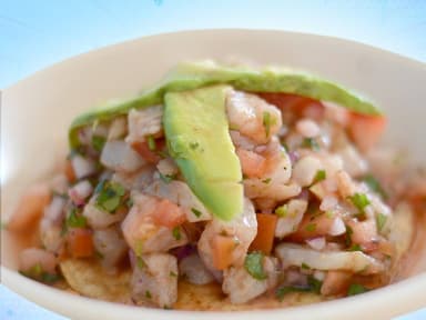 Tostada Ceviche de Camarón