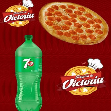 Combo-Pizza Clasica de Pepperoni + Sevenup 2 Lt