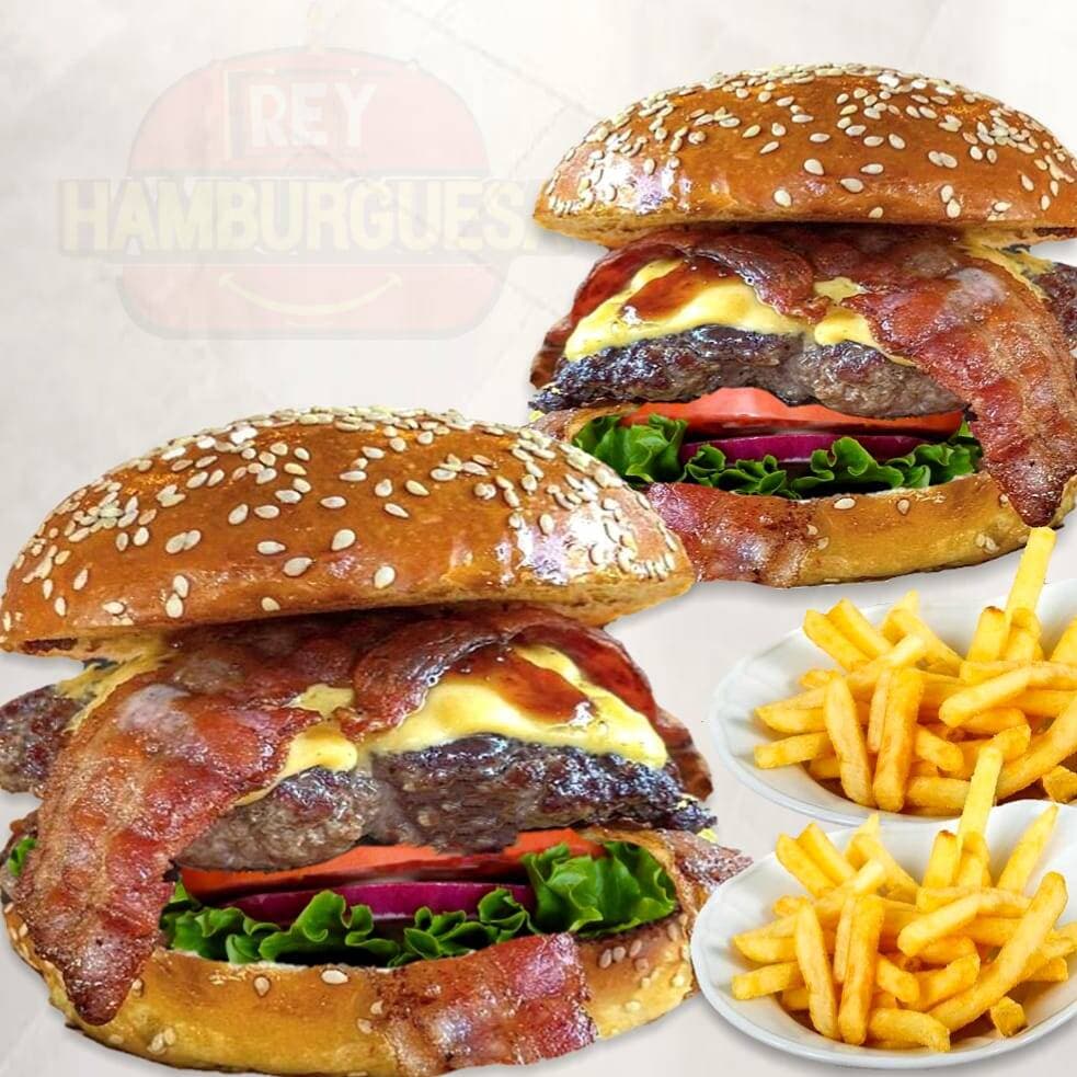 Dos Hamburguesa Tocineta & Papas