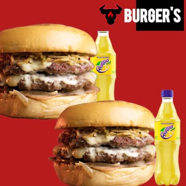 COMBO 2 BURGERS DOBLE CARNE + 2 GASEOSAS😱
