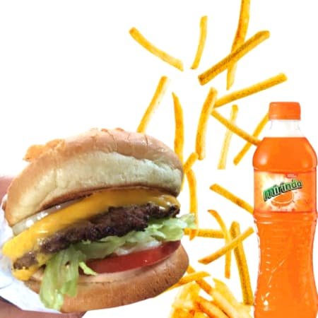 Combo Bambino: Hamburguesa, papas y refresco.