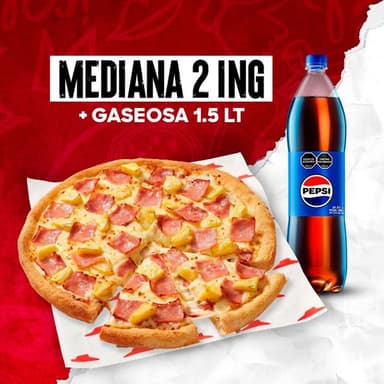 Pizza Mediana 2 ing + Bebida 1.5 L